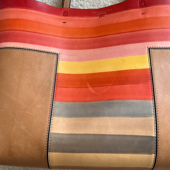 Tory Burch Multi color Watercolor Leather Tote - Picture 8 of 9